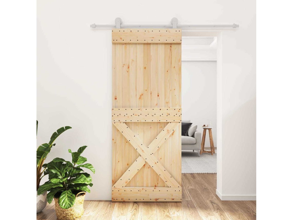 Vidaxl Porta Deslizante Natural E Branco 85 X 210 Cm