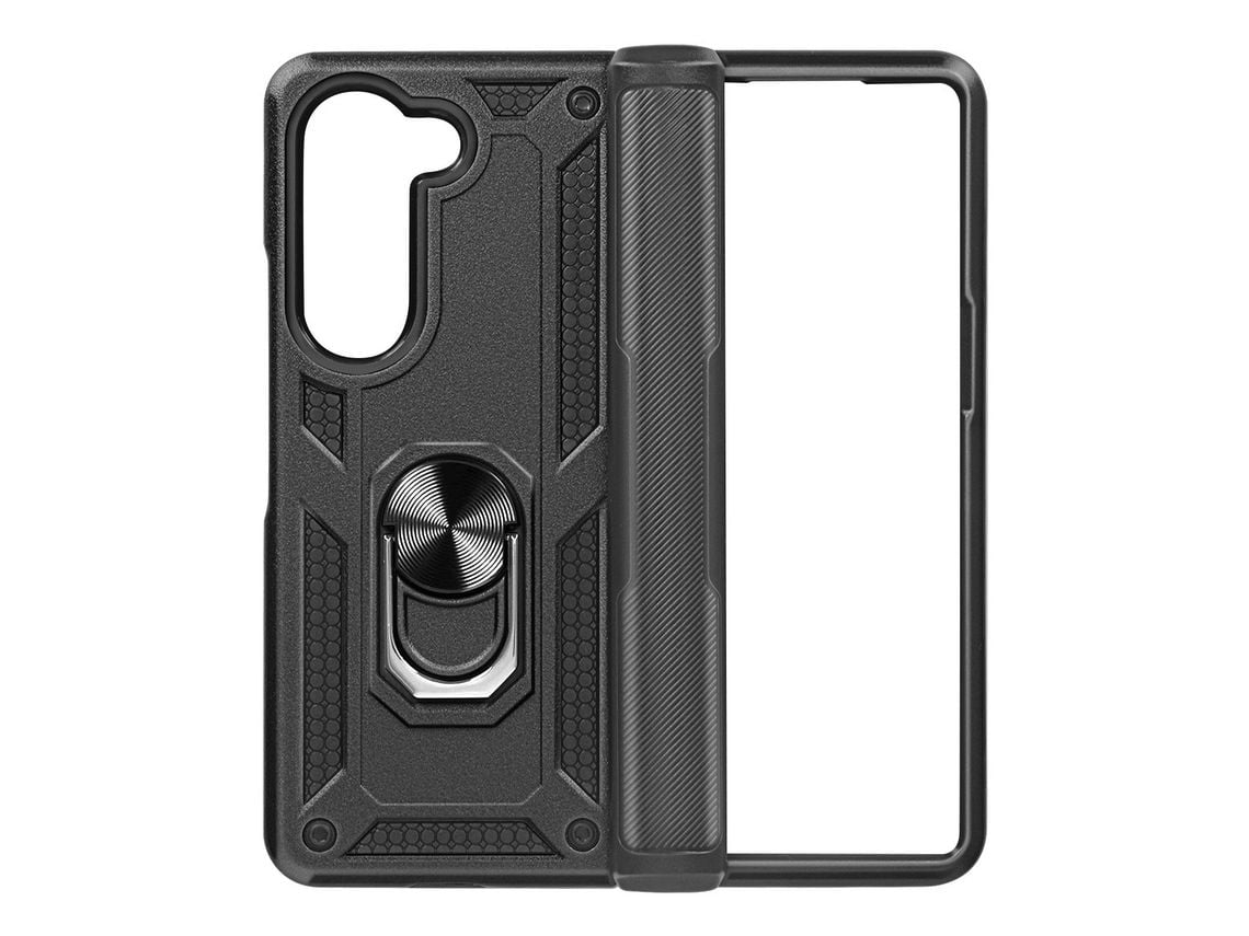 Capa Para Samsung Galaxy Z Fold 5 Ushion Anti-choque Com Anel De Suporte Preto