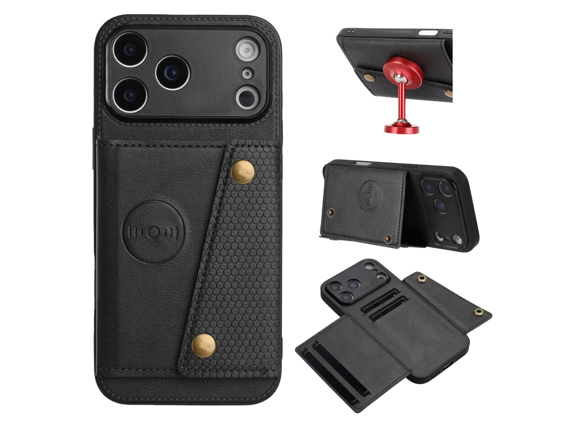 Capa Multifuncional Para Iphone 17 Pro Com Compartimento Para Cartão E Função De Suporte.