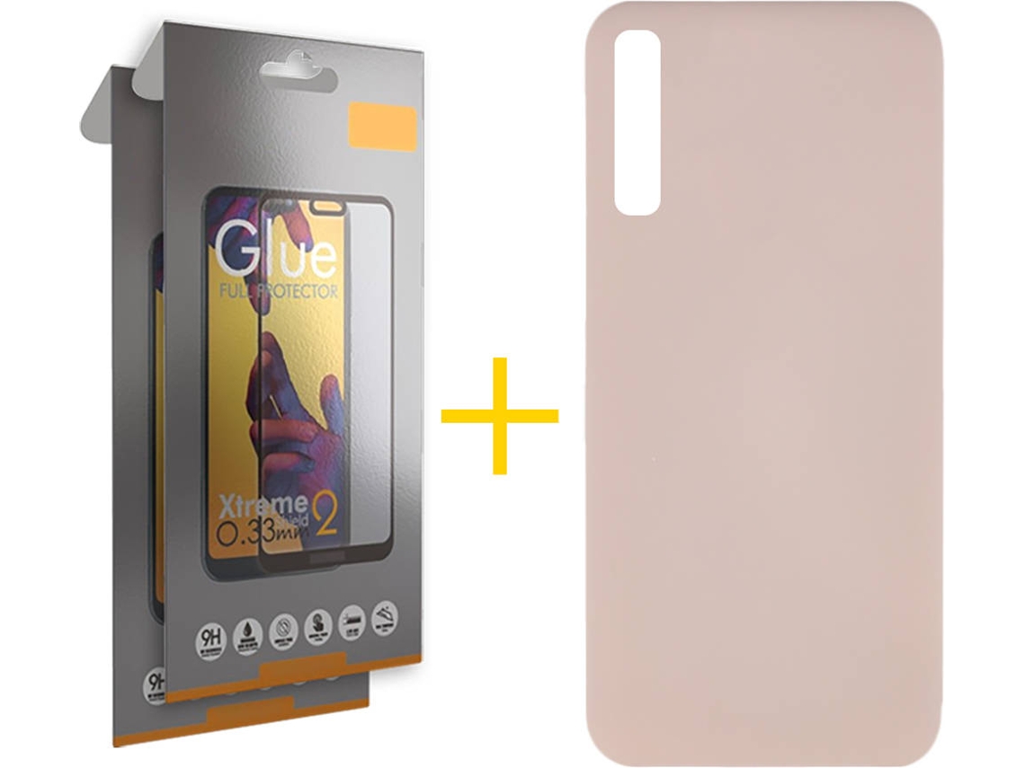 Kit Capa e 2 Películas Samsung Galaxy A30s SKYHE Full Silicone Líquido (Rosa Claro)