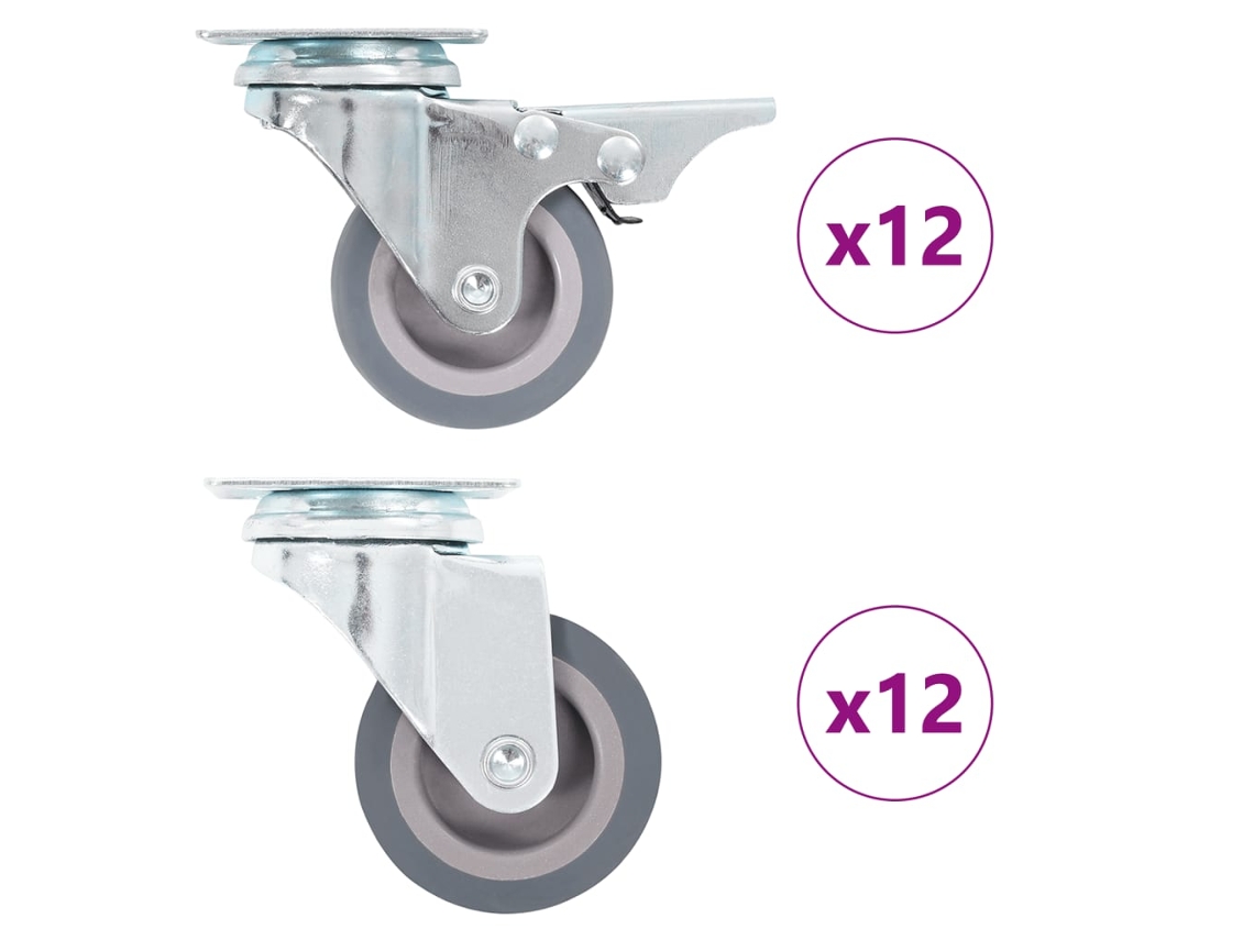 Vidaxl 24 Pcs Rodas Giratórias 50 Mm