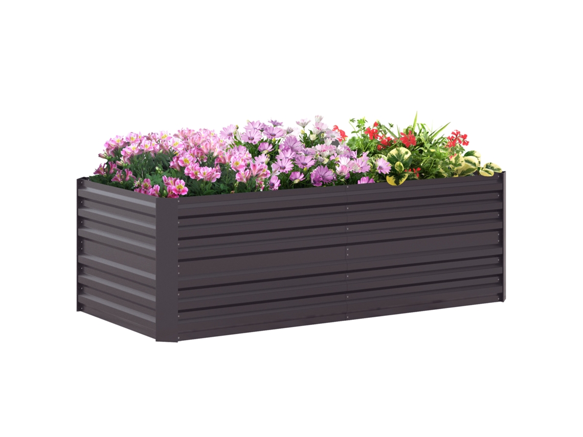 Vaso de Planta Elevado em Aço Escuro 54x29x83cm S/MARCA