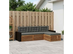 Vidaxl Conjunto De Sofás Para Exterior 4 Unid. Natural E Antracite