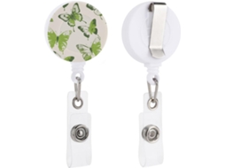 Porta Crachá Retrátil Com Clipe Tipo Jacaré, Chaveiro Identificação, Porta Crachá, Verde Limão, Estampa De