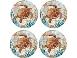 Apoios de Copo de Pedra com Suporte Base de Cortiça com Tema de Praia Tropical para Presentes de Casa Nova NEVEANCE