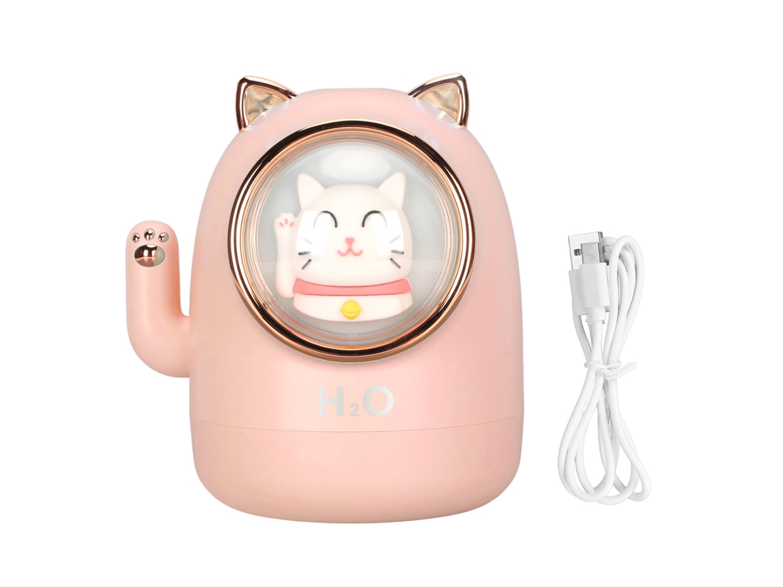 Mali umidificador Diffusor de Aromas Forma de Gato 400ml com Timer Decoração para Casa Escritório Rosa