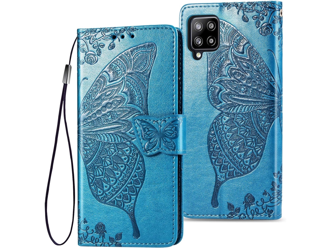 Capa Padrão Relevo Fecho para Samsung Galaxy A12 HONGWE. Magnética com Porta-Cartões Multicor