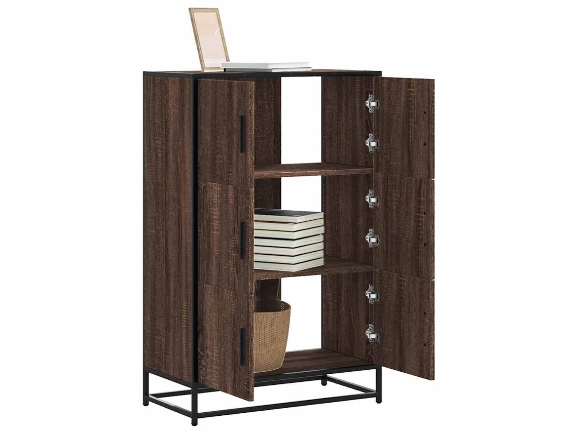 Armario alto 68x35x106,5 cm Madera y metal Roble marrón