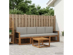 Vidaxl Conjunto De Sofás Para Exterior 4 Pcs Natural E Cinzento-claro