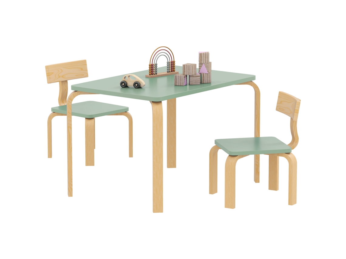 Conjunto de Mesa e Cadeiras CHEZMOI, MDF, 78x53x53 cm, verde
