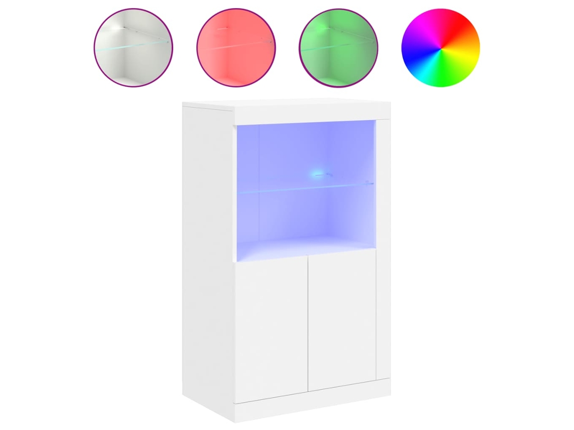Armário de Apoio com Luzes Led Derivados de Madeira Branco MAISON EXCLUSIVE