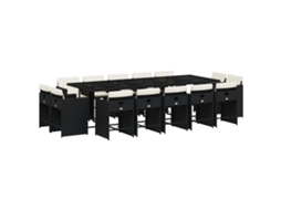 Conjunto de Jantar 15 Pcs para Jardim com Almofadões Vime Pe Preto MAISON EXCLUSIVE (15 pcs)