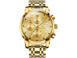 Lurelia Relógio Cronógrafo Masculino, Movimento De Quartzo, Analógico, Data/calendário, Luminoso, Detalhes Com Strass, 41 Mm, Aço Inoxidável