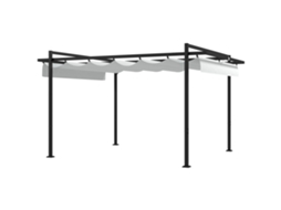Pérgola 3x4 Pérgola de Jardim com Teto Retrátil de Poliéster e 12 Orifícios de Drenagem Branco PROFESIA BOYANG