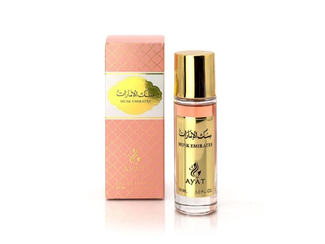 Musk Emirates Eau De Parfum 30ml Edp Oriental Arab Ideia Original Para Presente Unissex Madeira De Âmbar, Âmbar Cinzento, Açafrão Ayat Perfumes