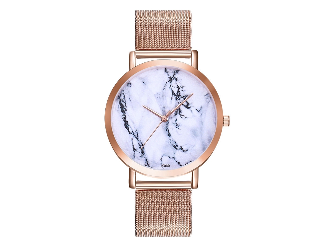 Relógio casual unissex, analógico, pulseira de malha, ouro rosa, quartzo