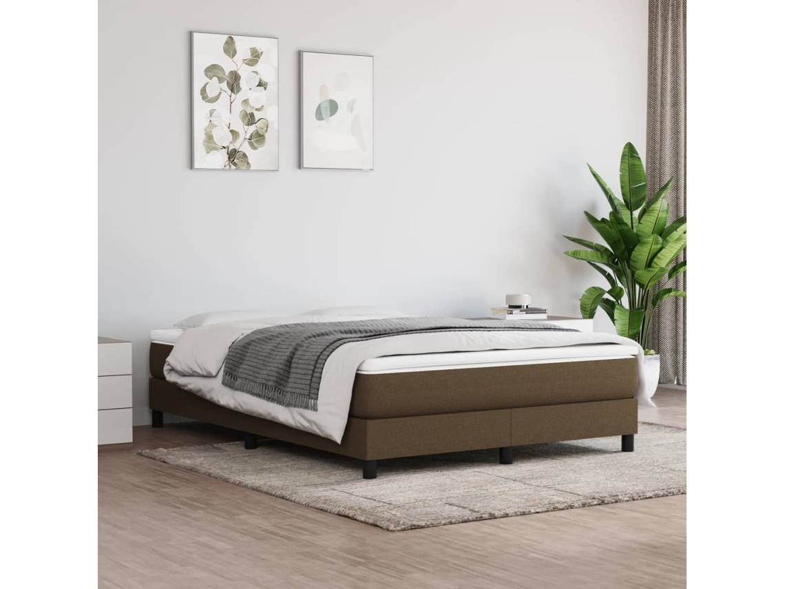 Vidaxl Estrutura De Cama Com Molas 140x200 Cm Tecido Castanho-escuro