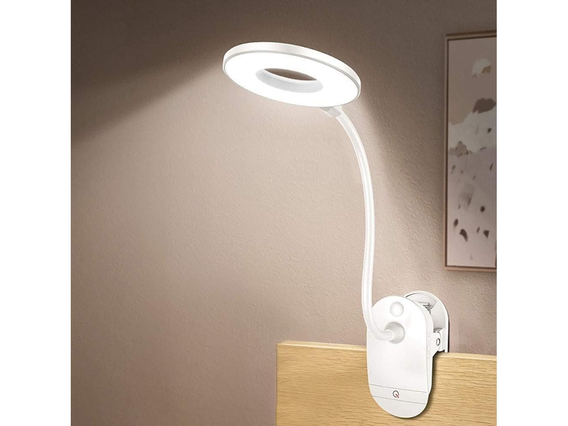 Luminária De Leitura Led, Recarregável, Usb, Alimentação Por Bateria, Clipe, 3 Níveis De Brilho