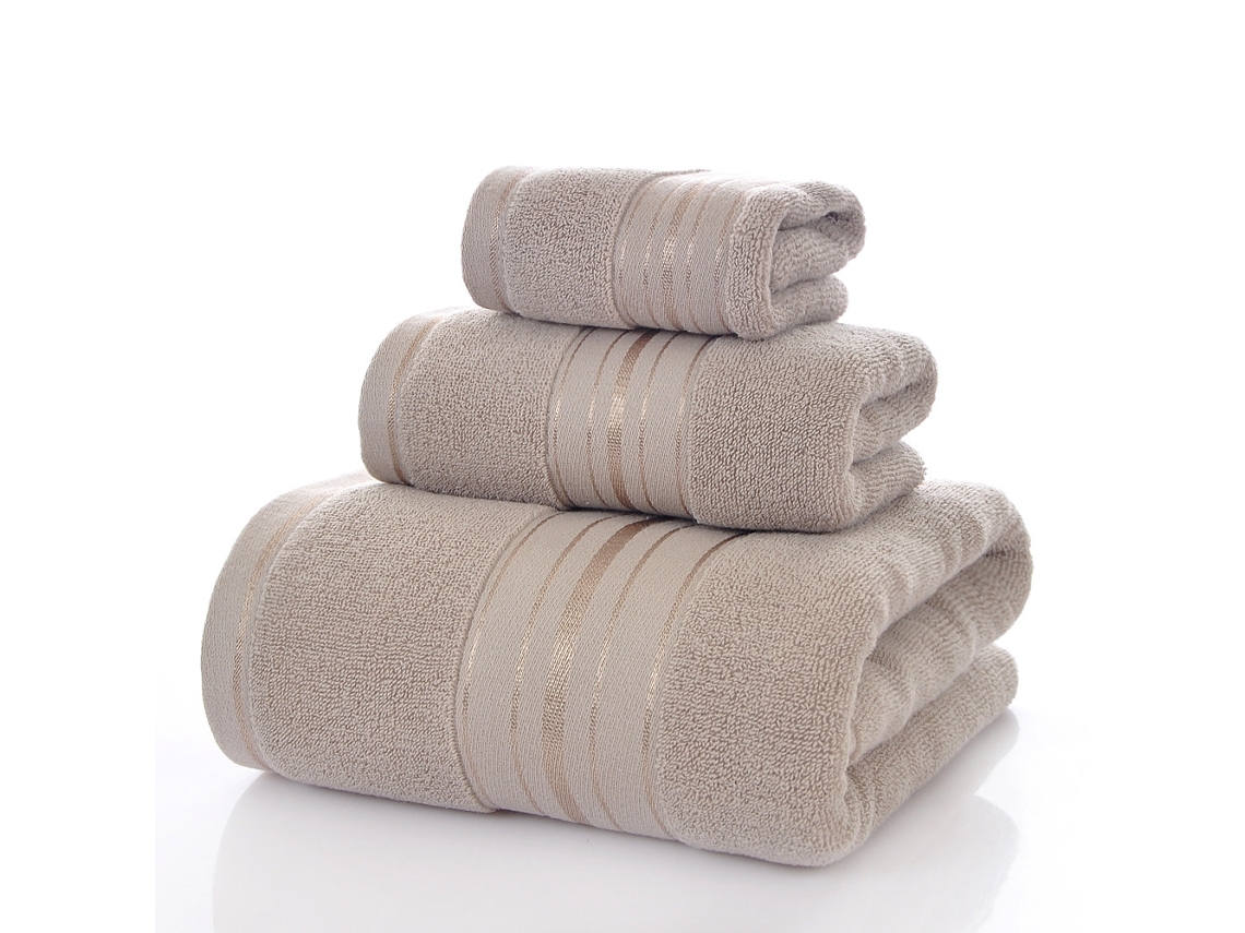 Conjunto de 3 Peças Toalhas Duráveis ​​de Puro Algodão, Alta Absorção e Suaves para a Pele,café,35x35cm/35x75cm/70x140cm GERTIZ