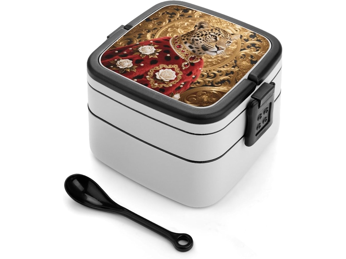 Lancheira Bento Cheetah Com Tampa Empilhável Para Adultos, Isolamento Térmico À Prova De Vazamentos, 2-compartimentos