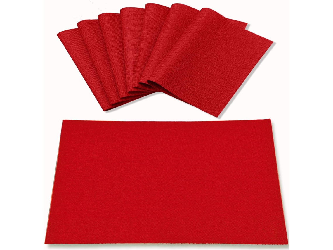 Jogos Americanos De Tecido - 8 Peças Linho - Laváveis Em Máquina, Resistentes Ao Calor - Para Mesa De Jantar (vermelho)