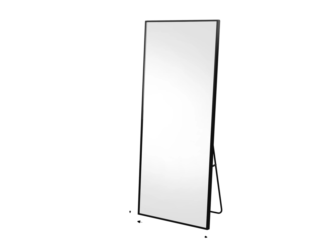 Espelho De Chão, Design Moderno, Estilo Minimalista, Preto-173x63cm