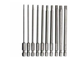Conjunto De 10 Bits Torx Longos Aço Cromo-vanádio Com 100 Mm Comprimento Para Parafusadeira E Furadeira Elétrica. -aquaforge