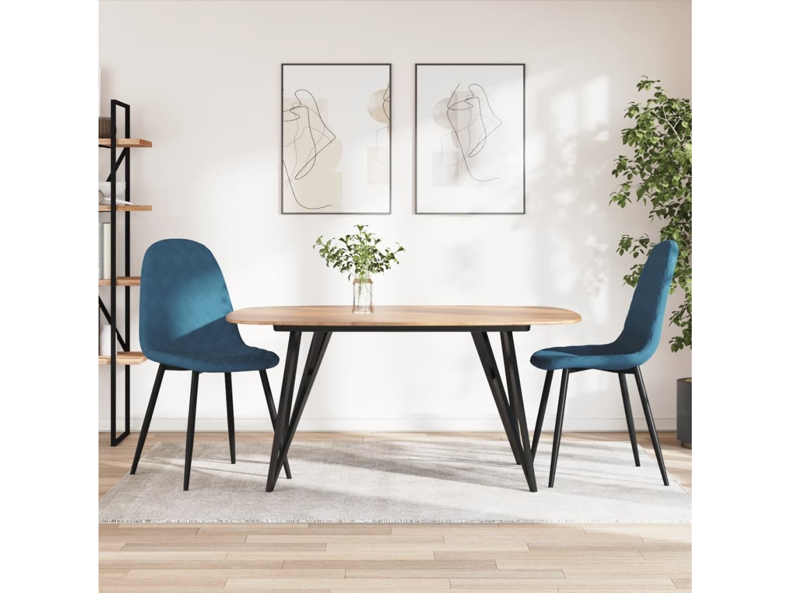 Vidaxl Cadeiras De Jantar 2 Pcs Veludo Azul