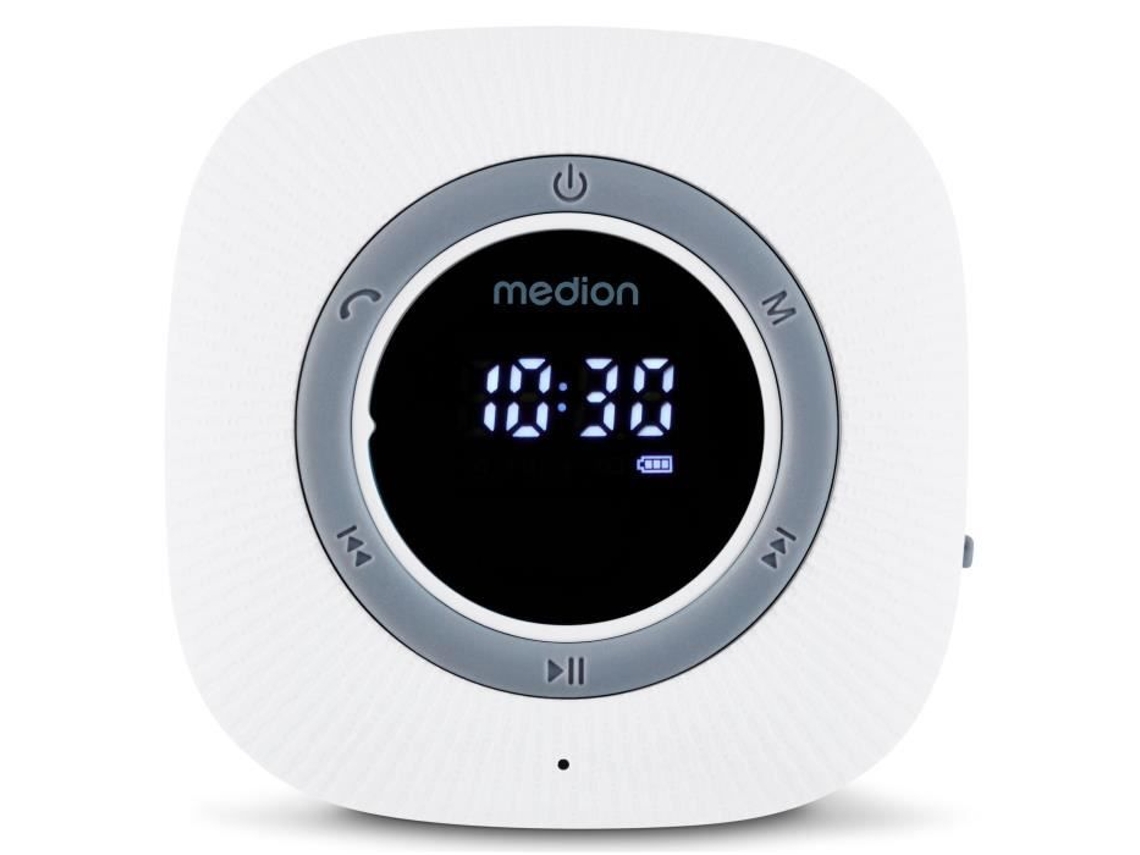 Rádio para Banheiro Medion Fm Bluetooth Ipx6 Ventosa De Fixação Branco