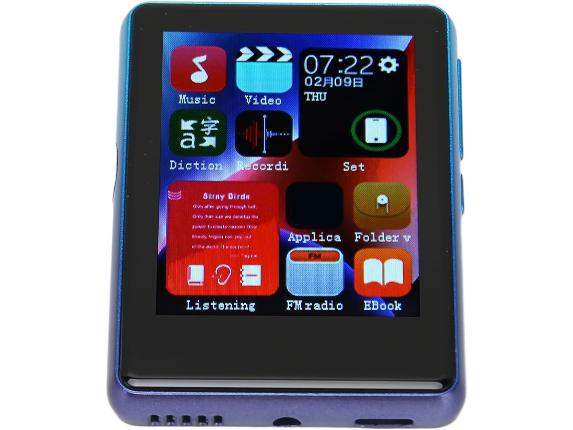 Lecteur Mp3 Mp4 Bluetooth, Écran Haut-parleur, Portable Fm, Avec Réduction Bruit Sans Perte Radio Livre (bleu)