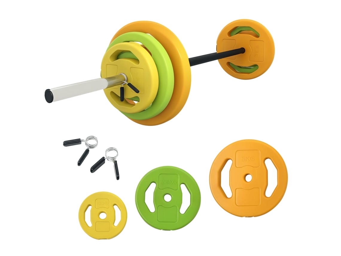 Conjunto Halteres Ferro Fundido 20 Kg Tubo Conexão Multicolor