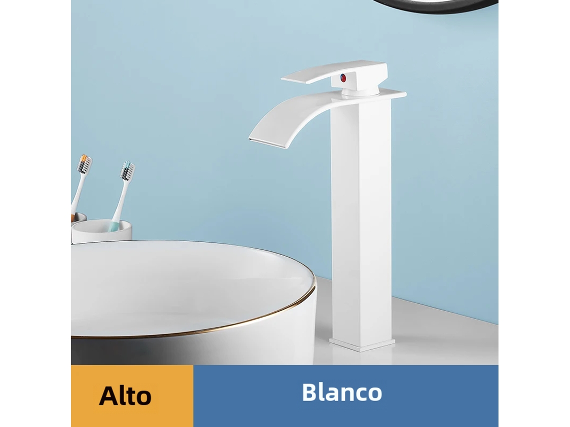 Torneira Moderna de Aço Inoxidável com Alavanca Única para Água Quente e Fria MDUG (branco Longo)