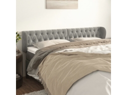 Cabeceira de cama c/ abas veludo 183x23x78/88 cm cinzento-claro