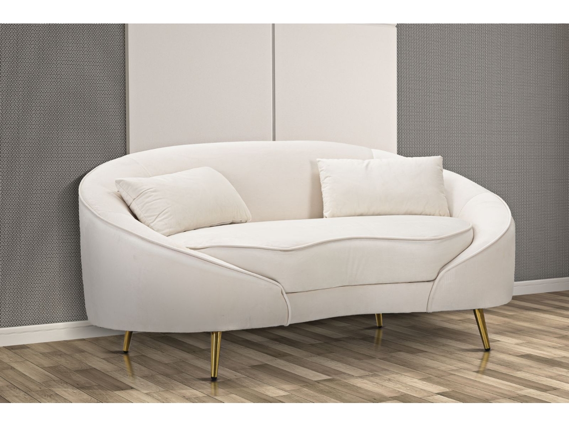Sofá Oslo 2 Lugares C/ Almofadas 148 X 84 X 68 Cm Creme E Dourado Mauroferretti