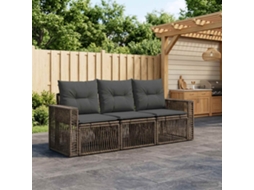Vidaxl Conjunto De Sofá De Jardim 3 Unid. Cinza E Cinza Escuro Vime Pe