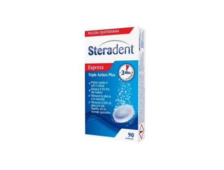 Steradent Triple Action Plus 90Tabletas Efervescentes para Higiene de Dentaduras
