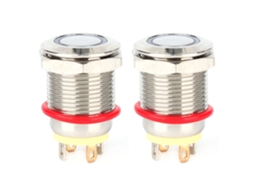 2 Piezas Interruptor De Botón De Metal De Auto-reenicio Con Led 12mm 4 Pines Ip65 Amarillo 100~240v