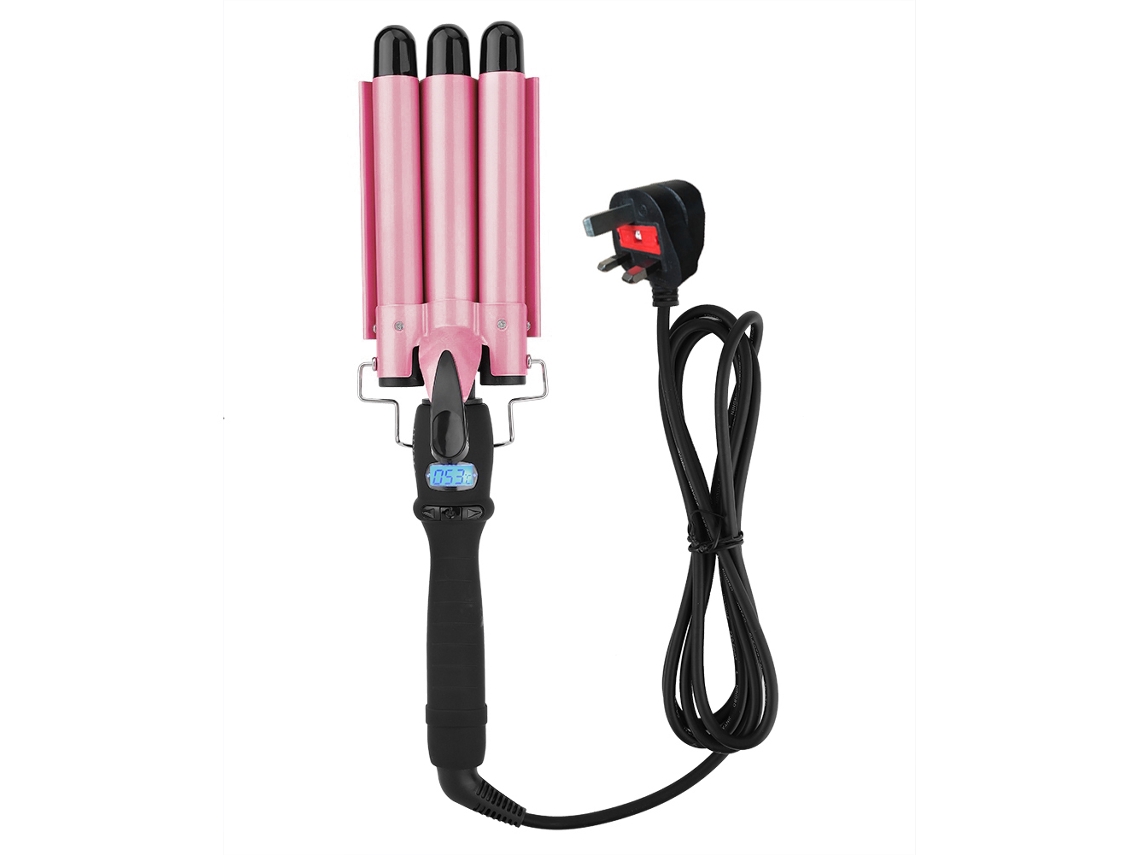 220v 22mm 3 Barris Curlers De Cabelo Com Display Digital Cerâmico Ferramenta De Penteado Uk