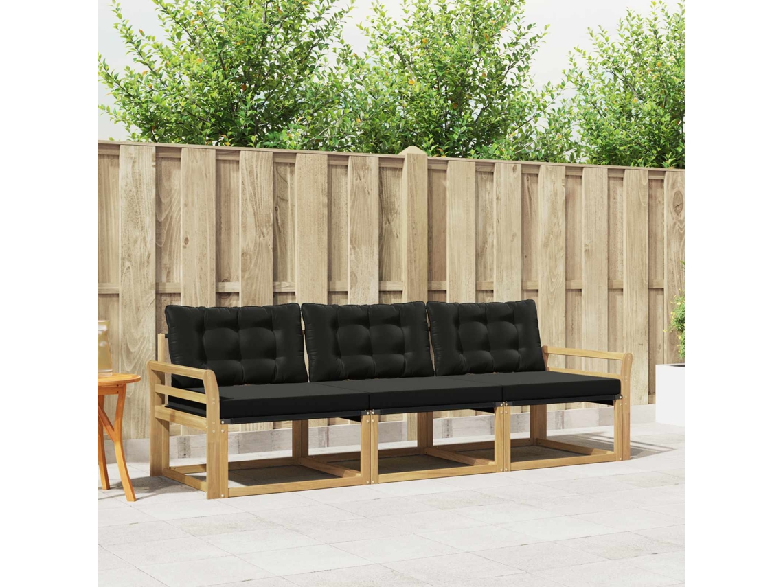 Vidaxl Conjunto De Sofás Para Exterior 3 Unid. Branco E Preto