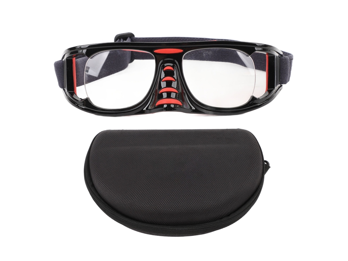 Óculos De Esporte Anti Neblina Com Lente Antiexplosiva E Cinto Ajustável Para Basquete Corrida Ciclismo Preto Vermelho