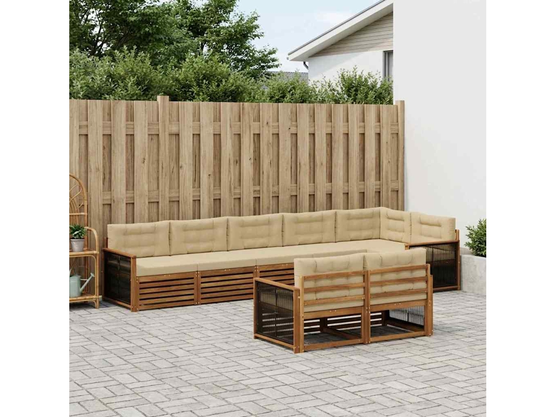 Vidaxl Conjunto De Sofás Para Exterior 8 Pcs Natural E Bege