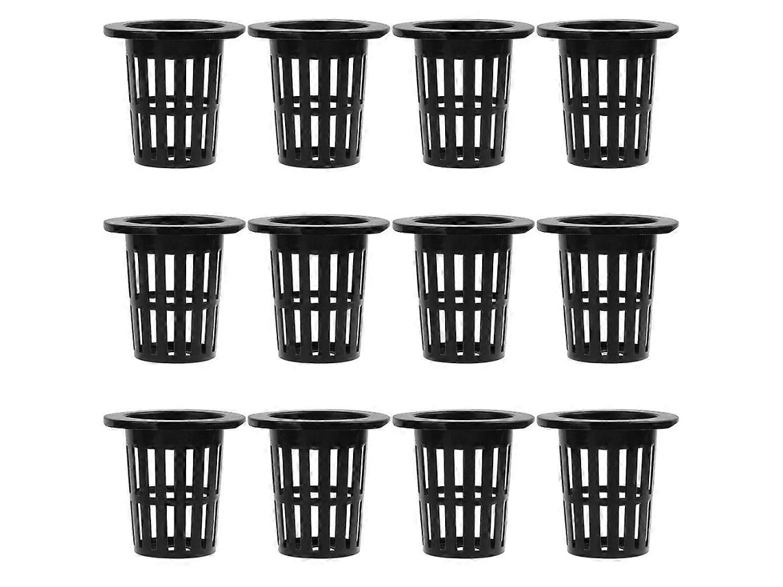50 macetas hidropônicas com rede, vasos de cultivo, plástico durável, 7x7x7cm, preto | S/MARCA