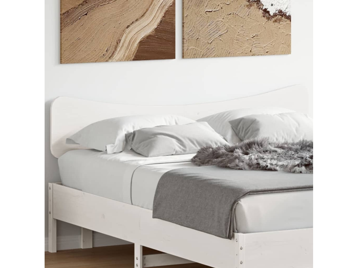 Cabecero de 150 cm en madera maciza de pino, color blanco.