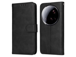 Capa Tipo Carteira De Couro Pu Tipo Fólio Para Xiaomi 15 Ultra, Preta