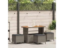 Vidaxl Conjunto De Jantar Para Jardim 4 Unid. Cinzeto Vime Pe