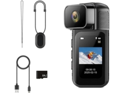 Mini Câmera Pov de Corpo com Wi fi, 64 Gb, 2.7k, Lente Giratória de 180° e Gravação de Esportes. SFUSHOS