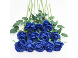 Pacote com 12 Rosas Artificiais, Flores de Seda Decorativas com Haste Única de 50 Cm , Hotéis e Casamentos (azul) AQUAFORGE (19, 68 Polegadas)