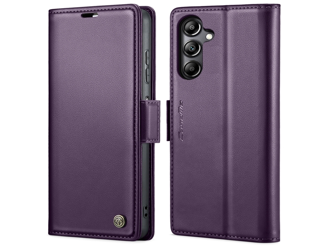 Capa Para Samsung Galaxy A05s Borboleta Fivela Litchi Textura De Telefone De Couro Rfid Antirroubo Roxo Perolado