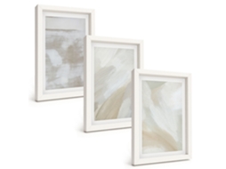 Composição De Quadros Traços, Pinceladas Abstratas Espelharte (3 Peças 20x30 Cm)