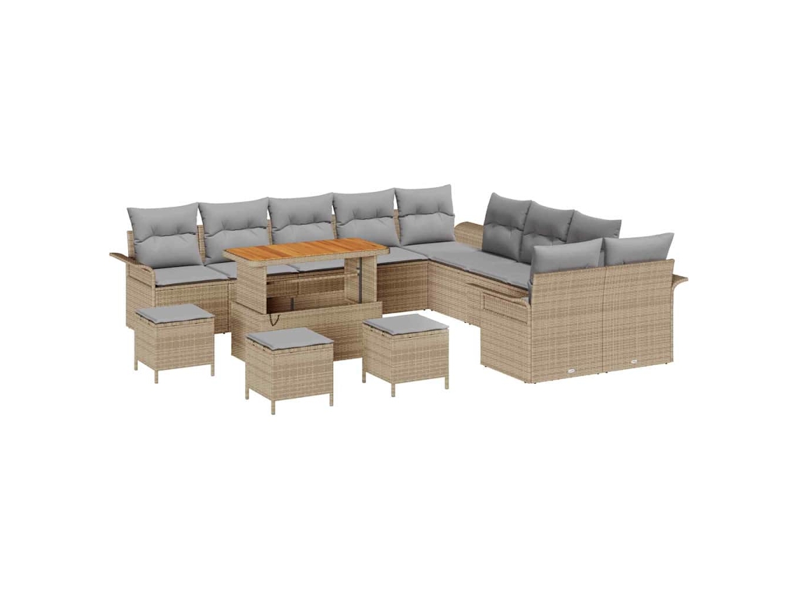 Maison Exclusive - Conjunto De Sofá De Jardim 14 Pcs Bege E Cinza Claro